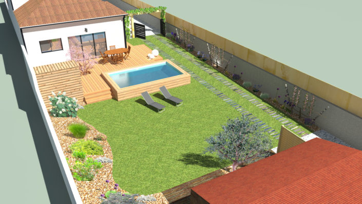Plan 3D - plantation, terrasse