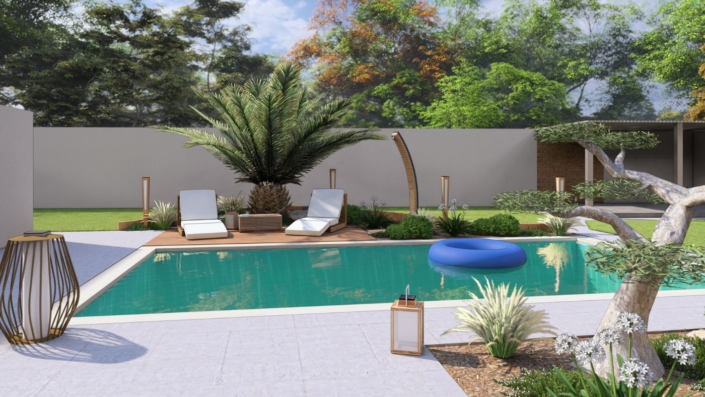 Plan 3D : Piscine de jardin