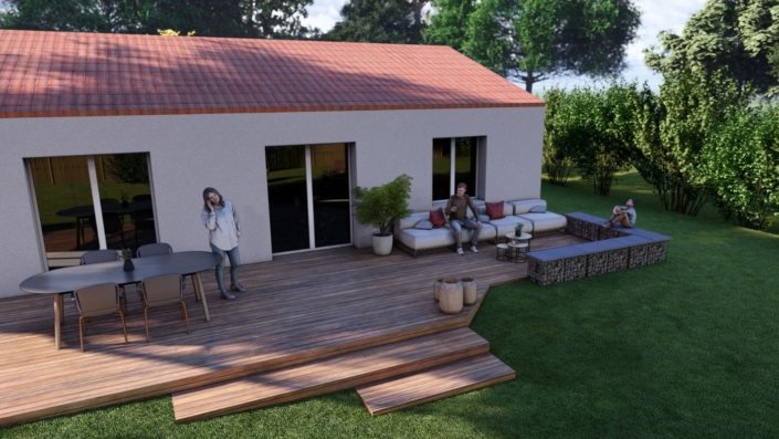 Plan 3D : terrasse bois