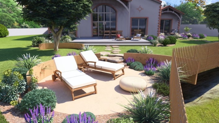 Plan 3D : Salon de jardin au bord de la mer à Pornic