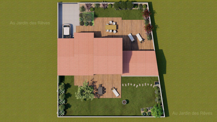 Plan 3D vue du ciel terrasse massif pornic 44210