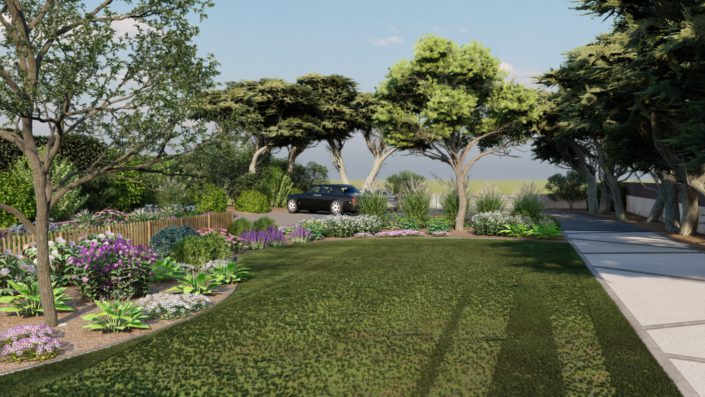 Plan 3D : Gazon massif - Création jardin