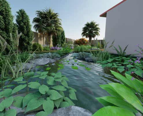 Plan 3D : Plantations dans l'eau Au jardin des reves