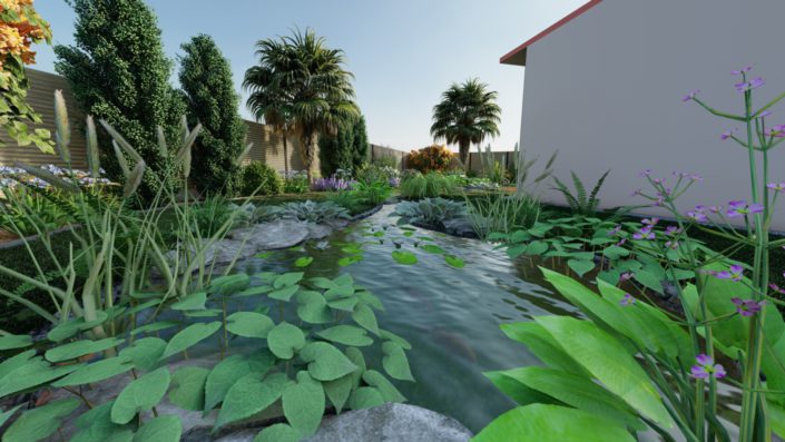 Plan 3D : Plantations dans l'eau Au jardin des reves