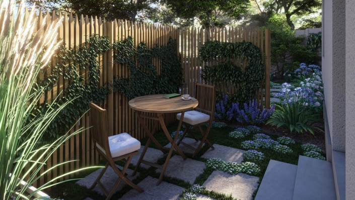 Paysagiste Pornic plan 3d terrasse intimité - aménagement jardin - Au Jardin des rêves La Plaine sur Mer