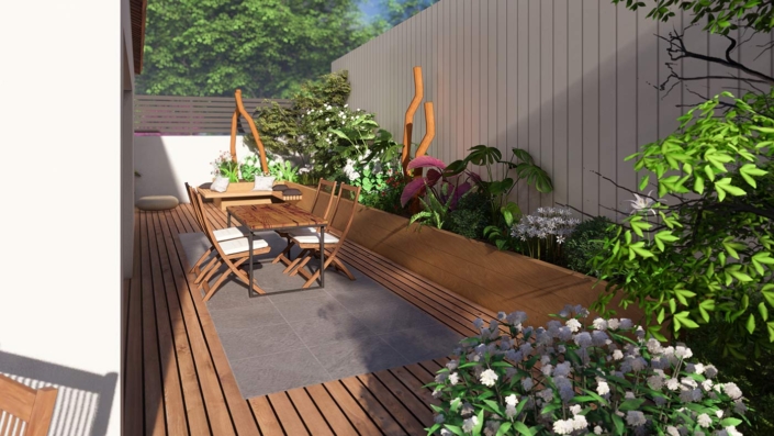 Paysagiste pornic plans 3d terrasse bois belles plantes Au Jardin des rêves La Plaine sur Mer