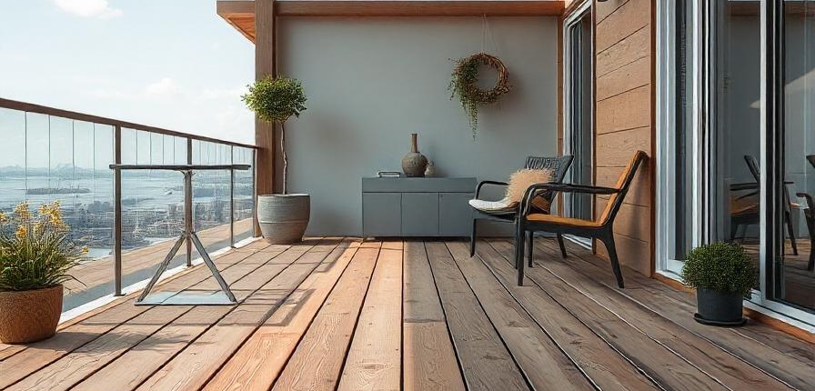 matériau de terrasse bois composite dans un chalet en montagne. au jardin des reves