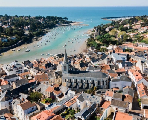 Ville de Pornic vue de haut, jardin pornic et brise vue