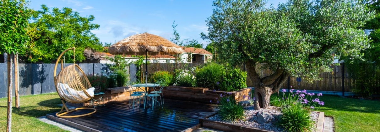 Terrasse bois par au jardin des rêves, paysagiste pornic