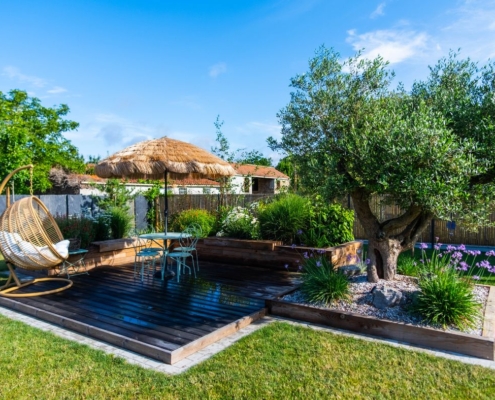 Terrasse bois par au jardin des rêves, paysagiste pornic