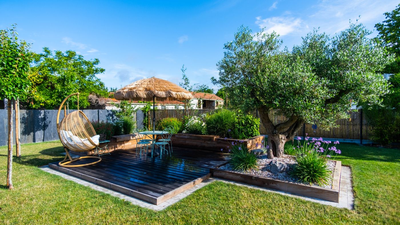 Terrasse bois par au jardin des rêves, paysagiste pornic