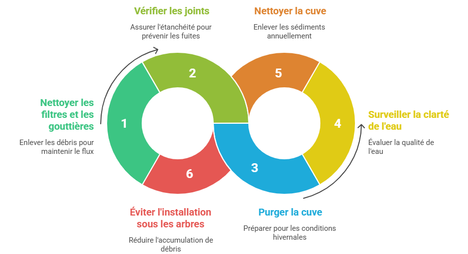 Cycle d'entretien du système de collecte d'eau de pluie