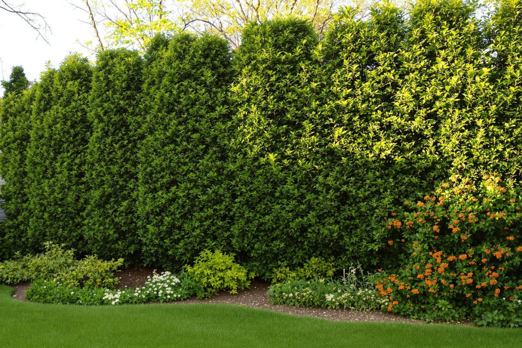 Haie naturelle dense et fleurie – aménagement paysager écologique par Au Jardin des Rêves à Pornic